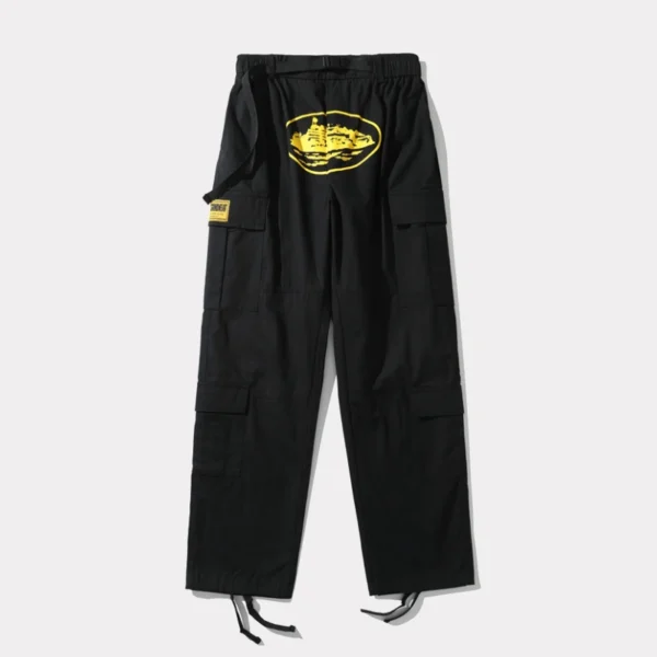 Corteiz Purp Guerillaz Black/Yellow Cargos Pants