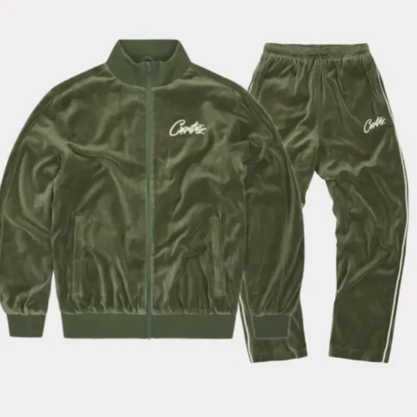 Corteiz VVS Velour Green Tracksuit