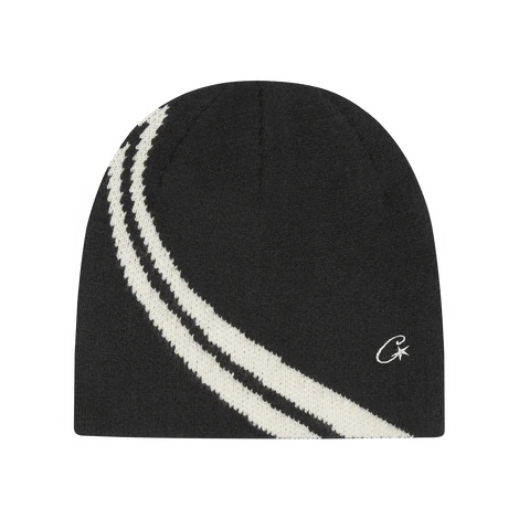 KNIT STRIPE BEANIE V2 [BLACK / CREAM]