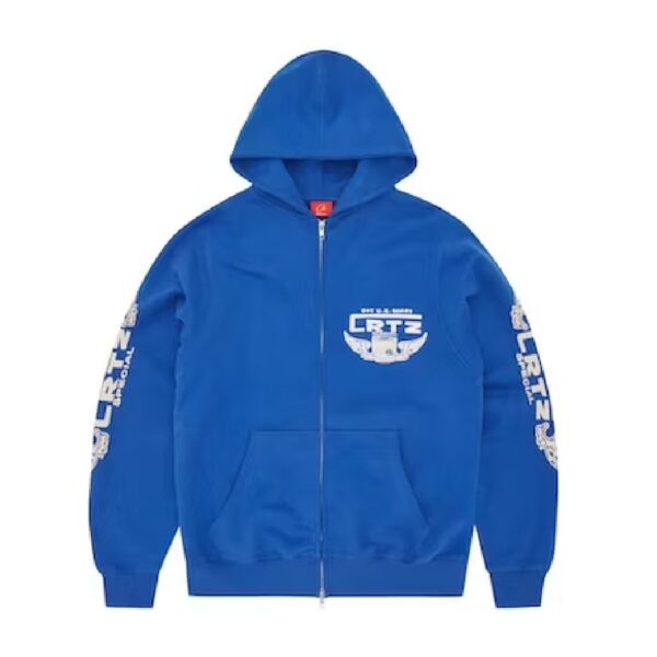 Corteiz Gasolina Double Zip Hoodie Blue