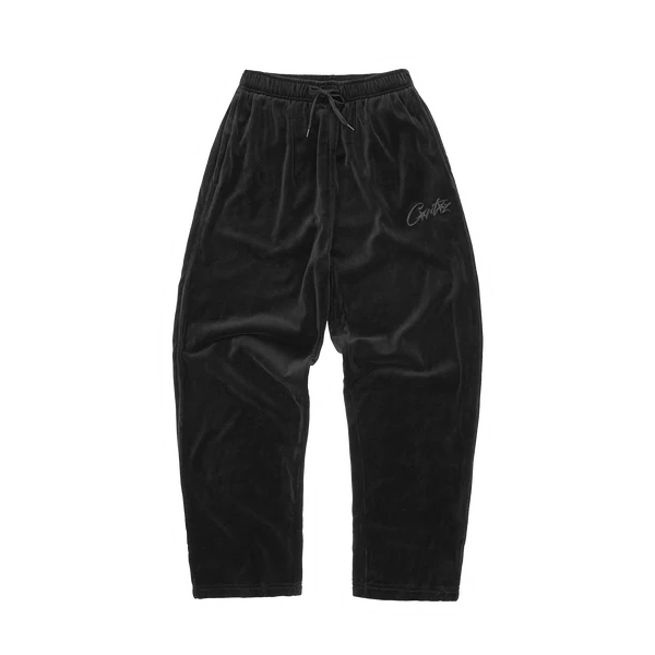 Corteiz VVS VELOUR BOTTOMS [TRIPLE BLACK]